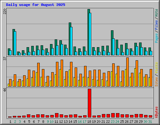 Daily usage for August 2025