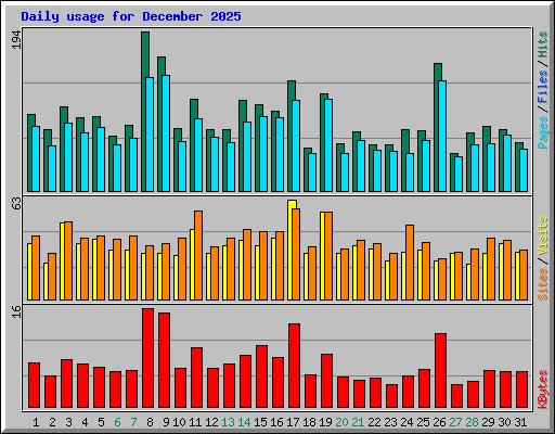Daily usage for December 2025